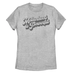 Juniors' Motherhood Is Powerful Retro Bubble Text Graphic Tee