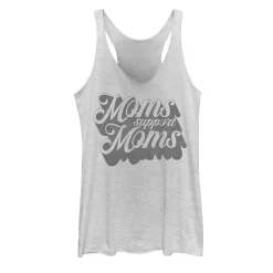 Juniors' Moms Support Moms Outlined Text Graphic Tank