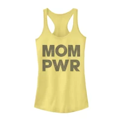 Juniors' Mom Pwr Distressed Black Text Graphic Tank