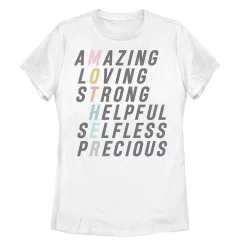 Juniors' Mother Attribute Coloful Text Graphic Tee