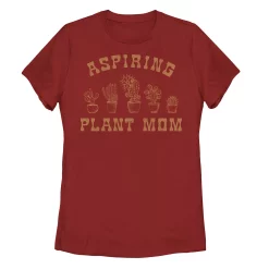 Juniors' Aspiring Plant Mom Distressed Line Art Graphic Tee