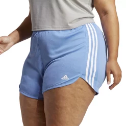 Plus Size adidas Pacer 3-Stripes Knit Shorts -Adidas shop 5127748 Blue Fusion White