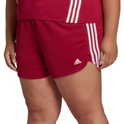 Plus Size adidas Pacer 3-Stripes Knit Shorts -Adidas shop 5127748 Legacy Burgundy