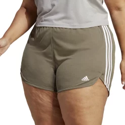 Plus Size adidas Pacer 3-Stripes Knit Shorts -Adidas shop 5127748 Olive Strata White