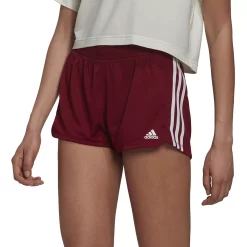Women's adidas Pacer 3-Stripes Slim Fit Knit Shorts -Adidas shop 5127906 Collegiate Burgundy