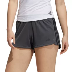 Women's adidas Pacer 3-Stripes Slim Fit Knit Shorts -Adidas shop 5127906 Gray Black