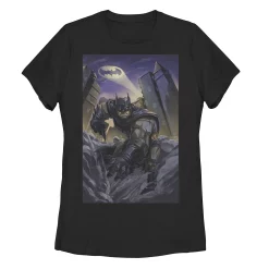 Juniors' DC Fandome Batman Landing Illustrated Poster Graphic Tee