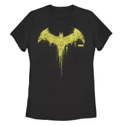 Juniors' DC Fandome Batman Paint Splatter Drip Logo Graphic Tee