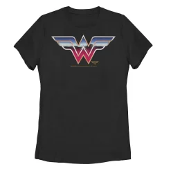 Juniors' DC Fandome Wonder Woman Chrome Style Logo Graphic Tee
