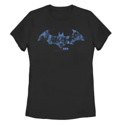 Juniors' DC Fandome Batman Blue Paint Splatter Logo Graphic Tee