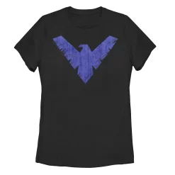 Juniors' DC Fandome Nightwing Distressed Logo Graphic Tee
