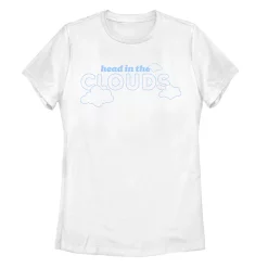Juniors' Head In The Clouds Line Art Graphic Tee