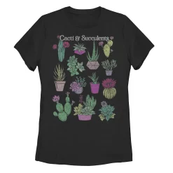 Juniors' Cacti And Succulents Graphic Tee