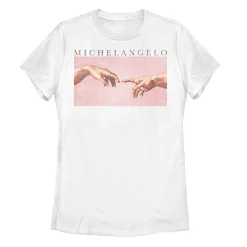 Juniors' Michelangelo "The Creation Of Adam" Graphic Tee