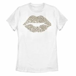 Juniors' Cheetah Print Lips Graphic Tee