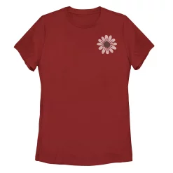 Juniors' Simple Daisy Left Chest Graphic Tee