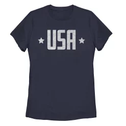 Juniors' Americana Silver and Stars "USA" Tee
