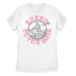 Juniors' "Shred To The Bone" Skeleton Graphic Tee