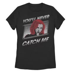 Juniors' Marvel Black Widow "You'll Never Catch Me" Tee