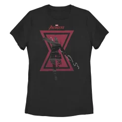Juniors' Marvel Avengers Game Black Widow Silhouette Tee