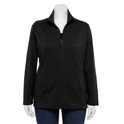 Plus Size Croft & Barrow® Zip-Front Fleece Jacket -Adidas shop 5152260 Black