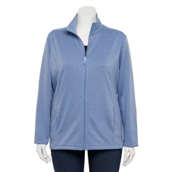 Plus Size Croft & Barrow® Zip-Front Fleece Jacket -Adidas shop 5152260 Blue Heather