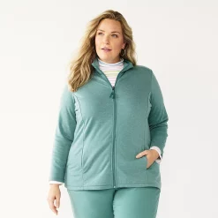 Plus Size Croft & Barrow® Zip-Front Fleece Jacket -Adidas shop 5152260 Green
