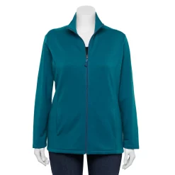 Plus Size Croft & Barrow® Zip-Front Fleece Jacket -Adidas shop 5152260 Teal