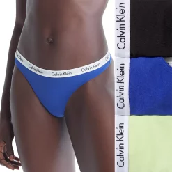Women's Calvin Klein Carousel 3-Pack Thong Panty Set QD3587 -Adidas shop 5163124 Clematis Blue Asst