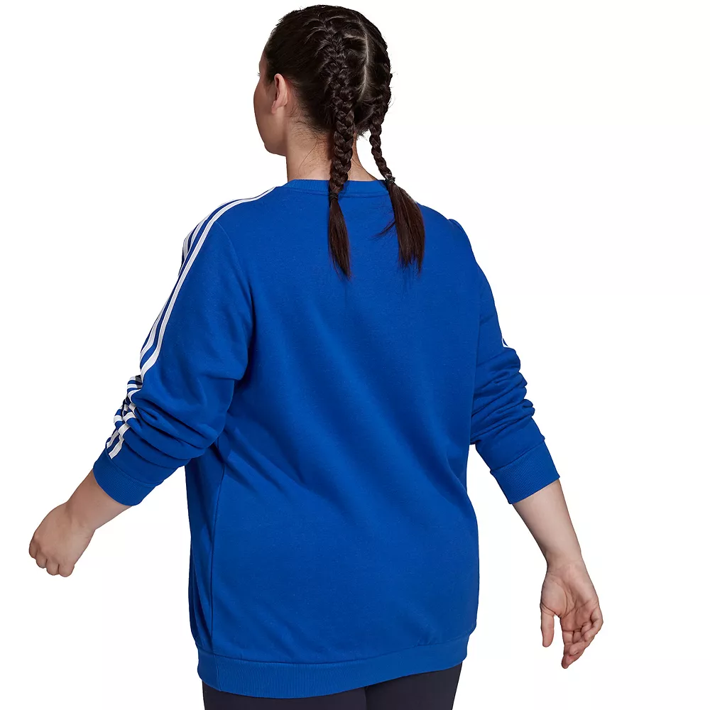 Plus Size adidas Essentials 3-Stripe Fleece Sweatshirt 10 Plus Size adidas Essentials 3-Stripe Fleece Sweatshirt - Image 8