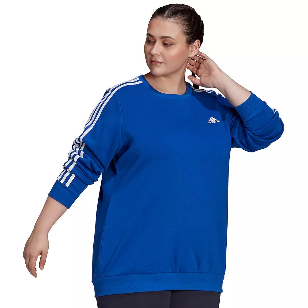 Plus Size adidas Essentials 3-Stripe Fleece Sweatshirt 11 Plus Size adidas Essentials 3-Stripe Fleece Sweatshirt - Image 9