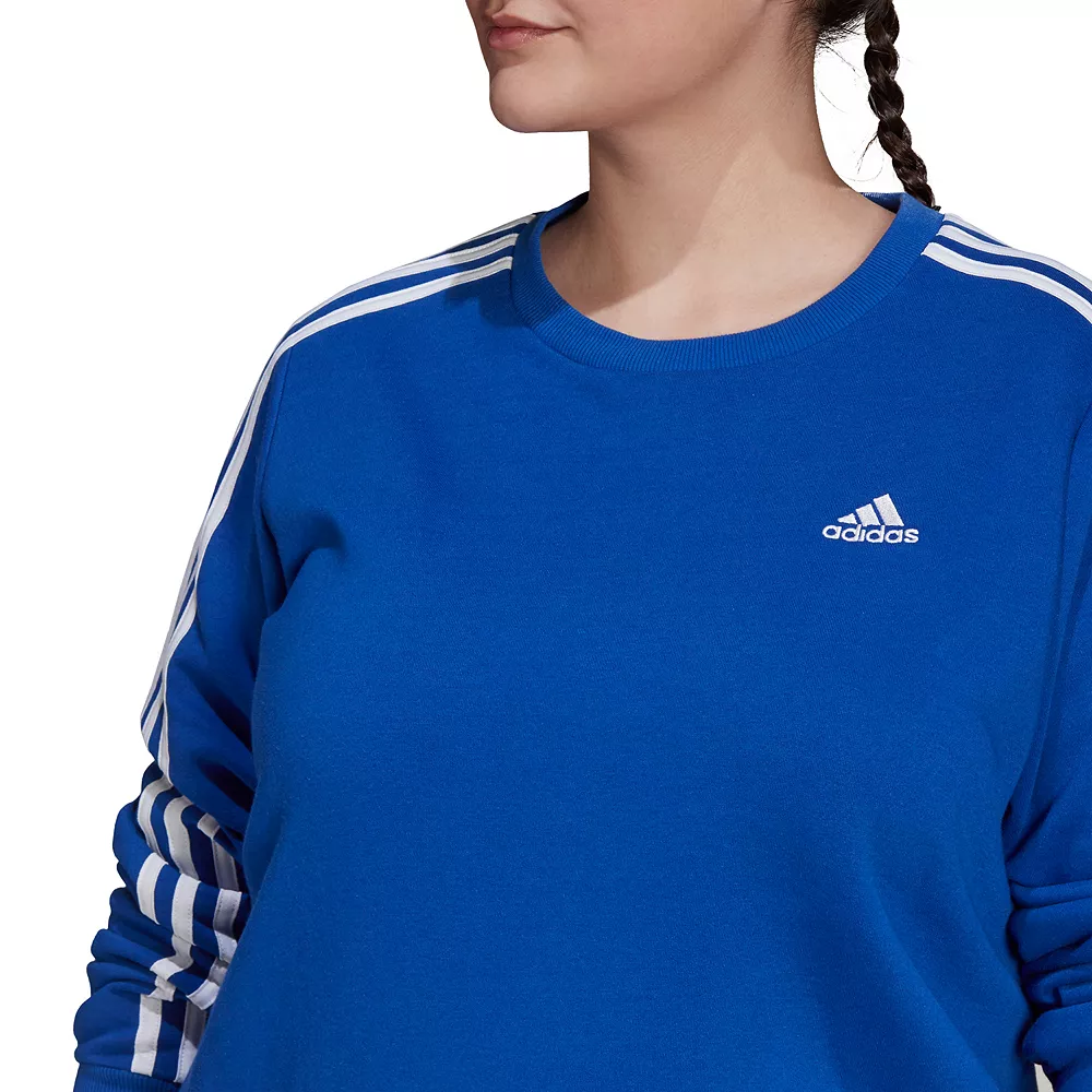 Plus Size adidas Essentials 3-Stripe Fleece Sweatshirt 12 Plus Size adidas Essentials 3-Stripe Fleece Sweatshirt - Image 10