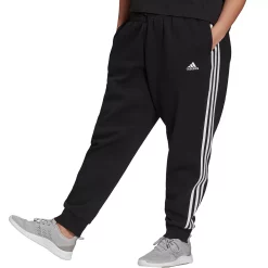 Plus Size adidas 3-Stripe Fleece Joggers -Adidas shop 5164353 Black White