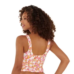 Juniors' Ninety-Nine° Knot-Front Crop Tankini Top -Adidas shop 5175535 ALT