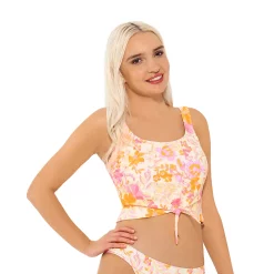 Juniors' Ninety-Nine° Knot-Front Crop Tankini Top -Adidas shop 5175535 Retro Bouquet