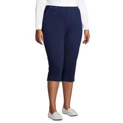Plus Size Lands' End Sport Knit Elastic-Waist Pull-On High-Waisted Capri Jeans -Adidas shop 5185456 ALT2