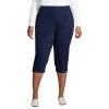 Plus Size Lands' End Sport Knit Elastic-Waist Pull-On High-Waisted Capri Jeans -Adidas shop 5185456 Dark Indigo