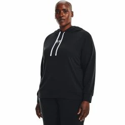 Plus Size Under Armour Rival French-Terry Fleece Hoodie -Adidas shop 5191313 Black White