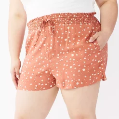 Juniors' Plus Size SO® Smocked Shorts -Adidas shop 5198567 Darliing Floral