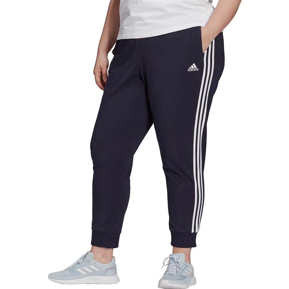 Plus Size adidas 3-Stripe Jersey Joggers 4 Plus Size adidas 3-Stripe Jersey Joggers - Image 2