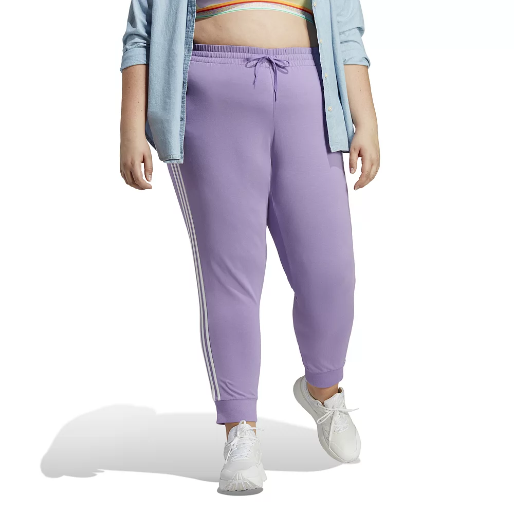 Plus Size adidas 3-Stripe Jersey Joggers 6 Plus Size adidas 3-Stripe Jersey Joggers - Image 4