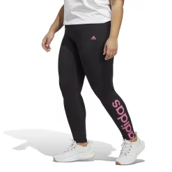 Plus Size adidas Essential 3-Stripe Leggings -Adidas shop 5199326 Black Pulse Magenta