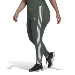 Plus Size adidas Essential 3-Stripe Leggings -Adidas shop 5199326 Green Oxide White