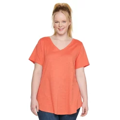 Plus Size Sonoma Goods For Life® V-Neck Tunic Tee -Adidas shop 5209140 Oak Orange