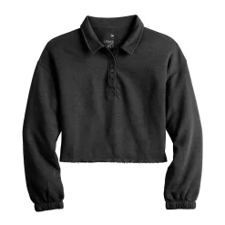 Juniors' SO® Long Sleeve Fleece Polo -Adidas shop 5212309 ALT5