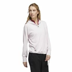 Women's adidas Essentials Slubbed Golf Hoodie -Adidas shop 5218368 Almost Pink White
