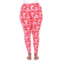 Plus Size White Mark Printed Leggings -Adidas shop 5218579 Red Pink Heart