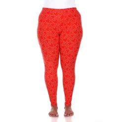 Plus Size White Mark Printed Leggings -Adidas shop 5218579 Red White Heart