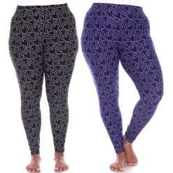 Plus Size White Mark 2-Pack Leggings -Adidas shop 5218580 Black Blue Hearts