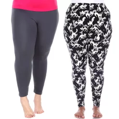 Plus Size White Mark 2-Pack Leggings -Adidas shop 5218580 Charcoal Black Cat